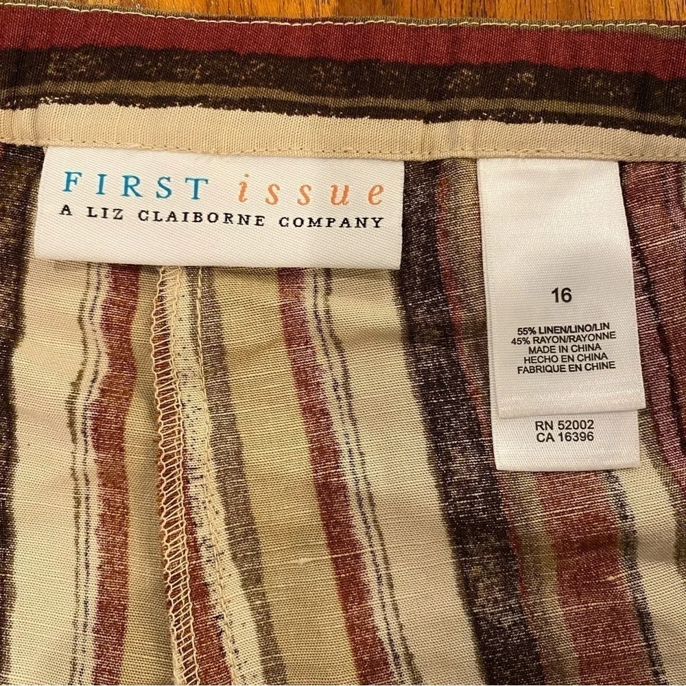 Liz Claiborne First Issue women plus size 16 linen blend straight wide leg pants